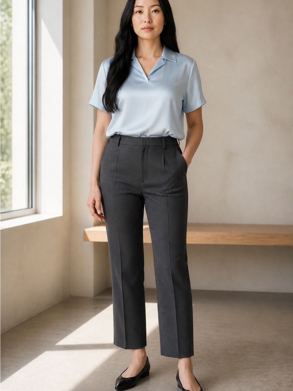 Tribal 16W Gray Micro-Pattern Dress Slacks